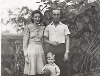 Leslie and Peggy Ingram With their first child Michael. Location and date unknown, presumed to be Queensland, Australia, about 1949